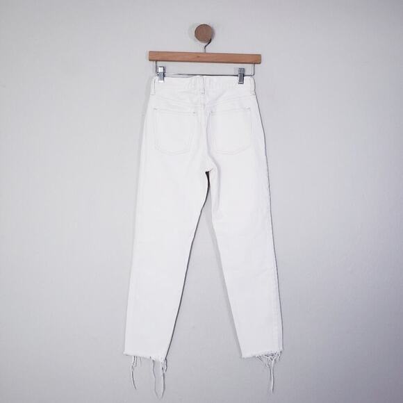 NEW Free People White Blossom Rigid High Waisted Frayed Hem Ankle Jean - Picture 10 of 12